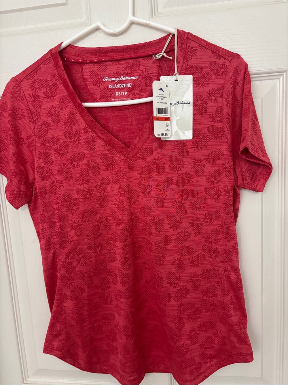 Tommy Bahama Pink-Red V-Neck IslandZone Short Sleeve Tee